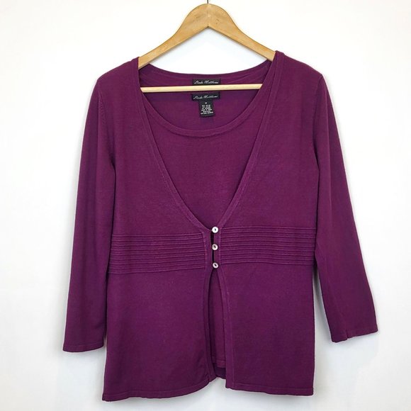 Linda Matthews Sweaters - Linda Matthews Purple Shell and Cardigan Sweater Set, Size Medium, GUC